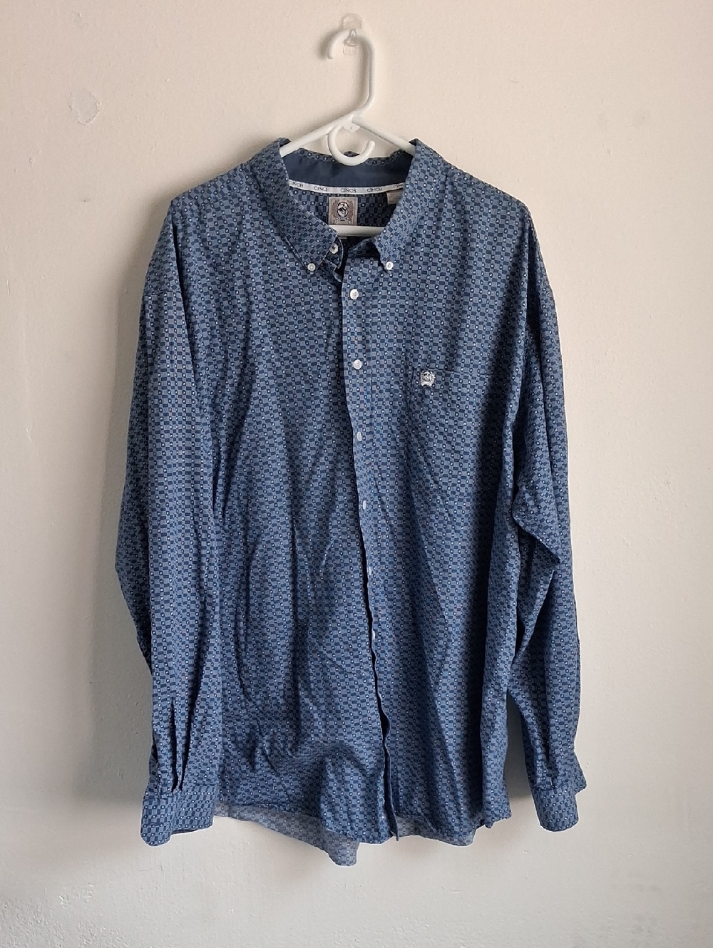 Cinch Western Mens Blue Button Down Long Sleeve Shirt XxXl
